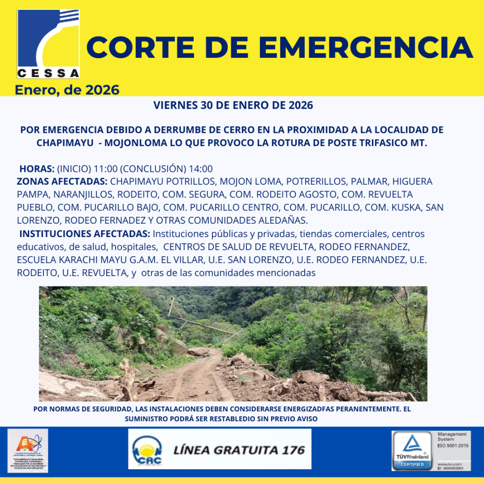 CORTES DE EMEREGENCIA. LLUVIAS CONSTANTES PROVOCAN DESLIZAMIENTO DE TERRENO Y CAIDA DE POSTES 